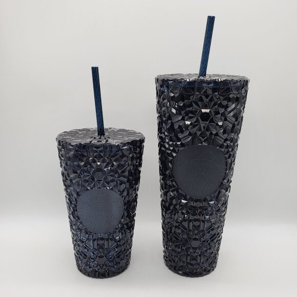 Starbucks Gem Royal NAVY MIDNIGHT BLUE 16 OZ & 24 Oz Tumbler Cold Cup Set 2024 - Picture 1 of 4